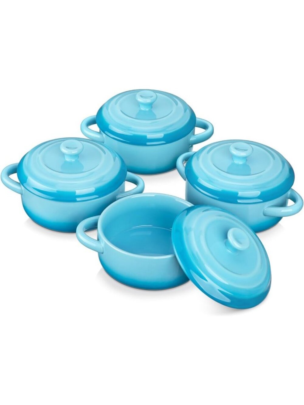 Mini Cocotte Set - 12oz Casserole Dishes with Lids, Oven & Microwave Safe, Set